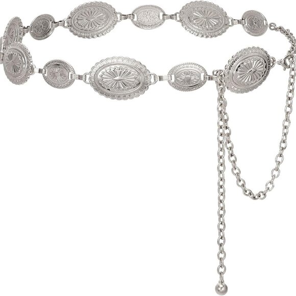Accessories - Western Chain Belt for Women Metal Chain Belt Metal Concho belt women Boho Chain